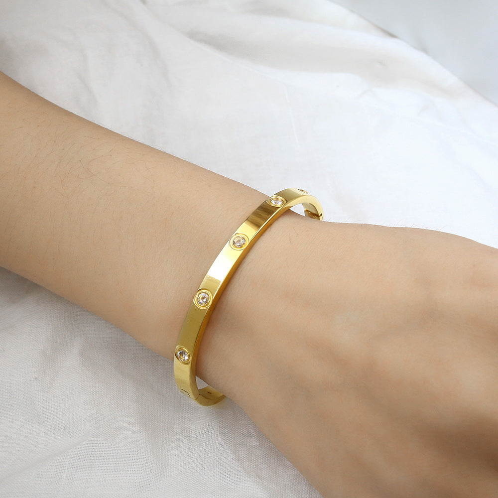Rhinestone Stainless Steel Bracelet B2812