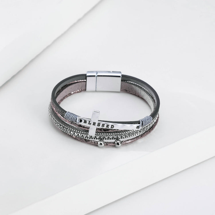 Cross Pu Leather Magnetic Bracelet B2818 - view 5