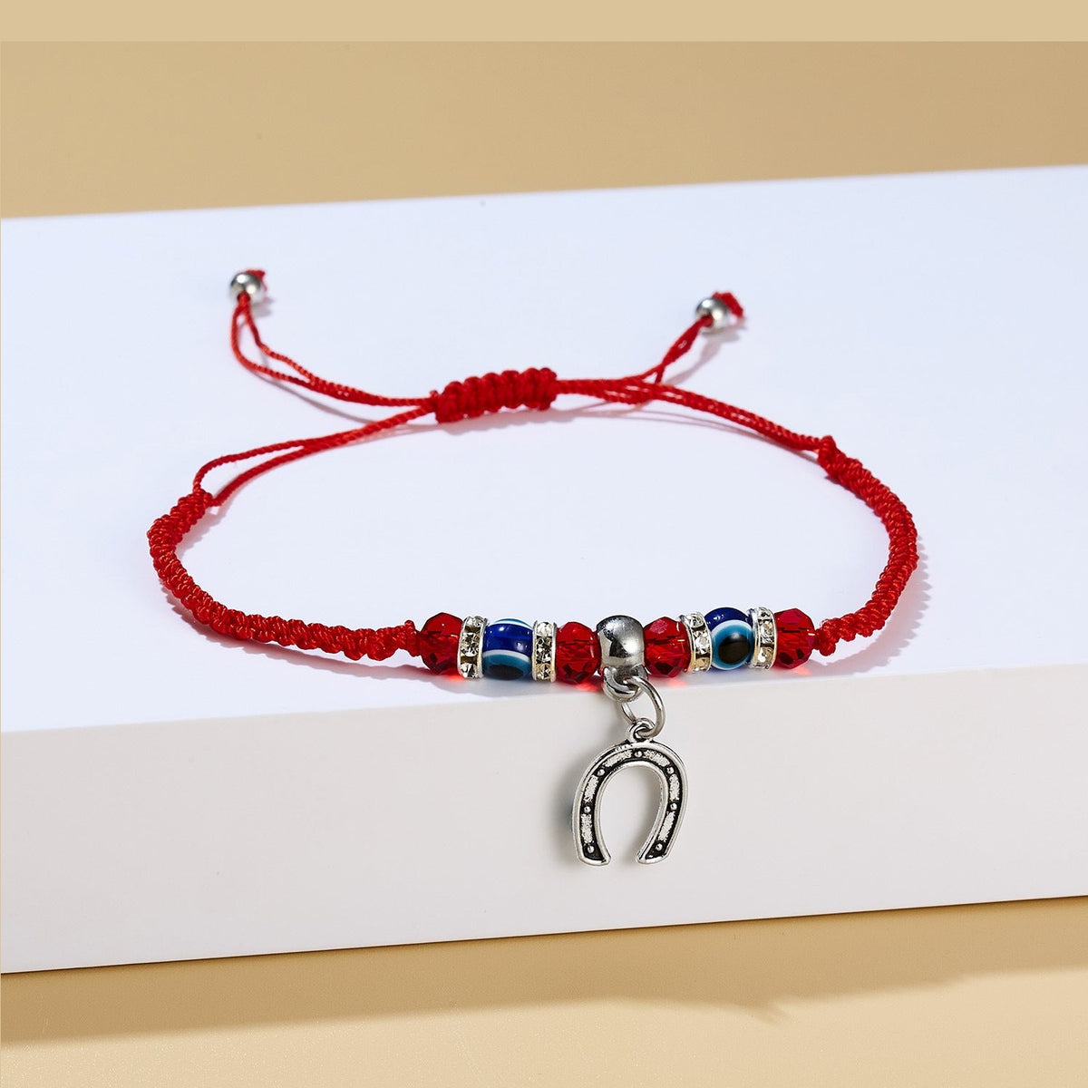 Moon Evil Eye Bead Braided Bracelet B2824