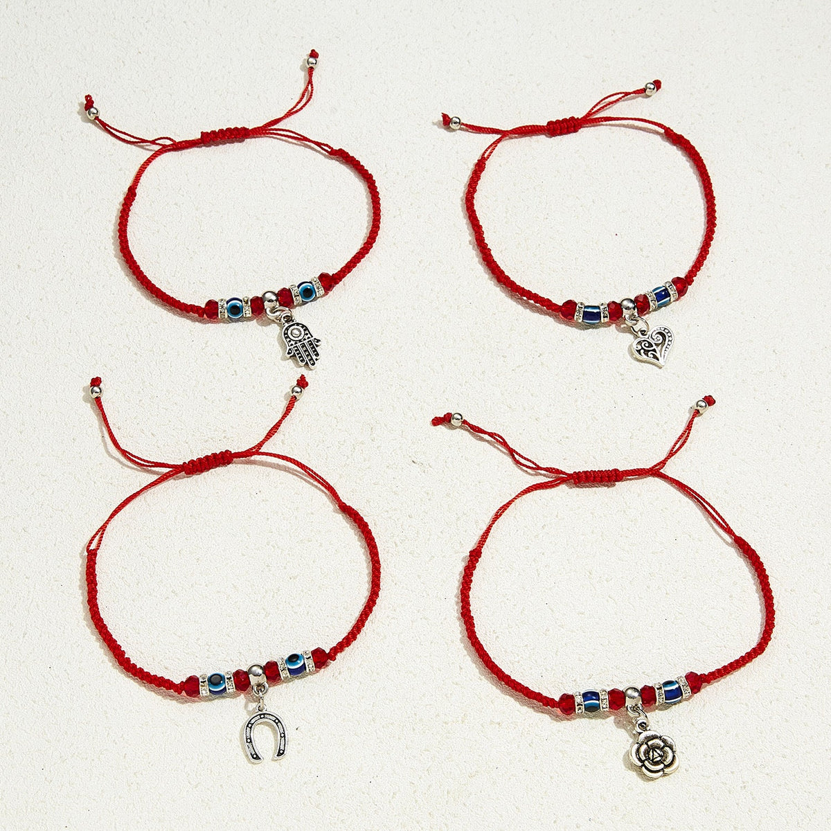Moon Evil Eye Bead Braided Bracelet B2824