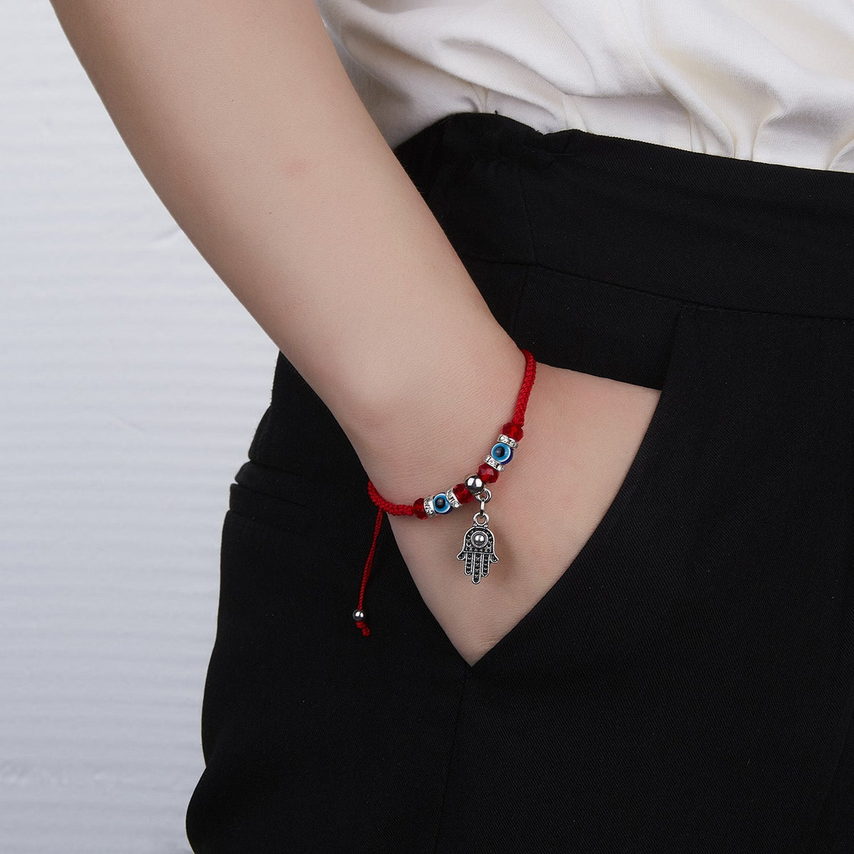 Moon Evil Eye Bead Braided Bracelet B2824
