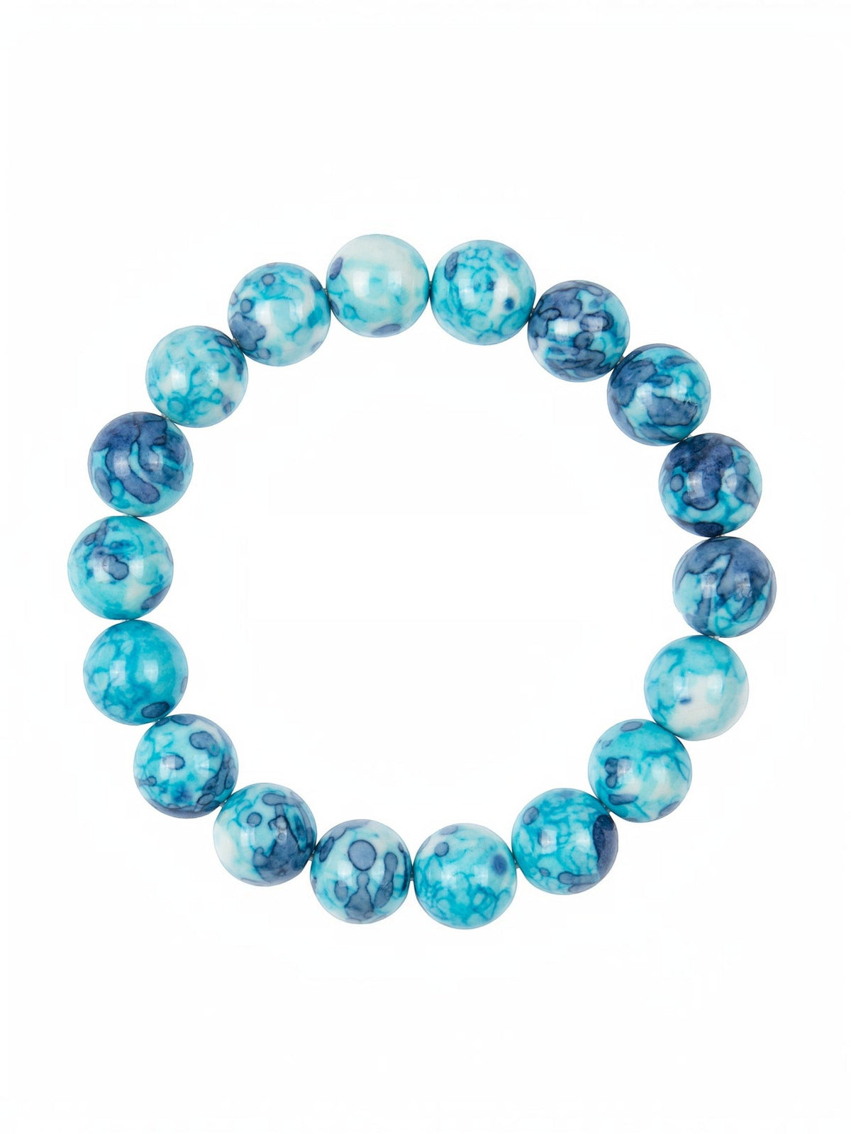 Blue White Rain Color Stone Stretch Bracelet B2927-8MM B2927