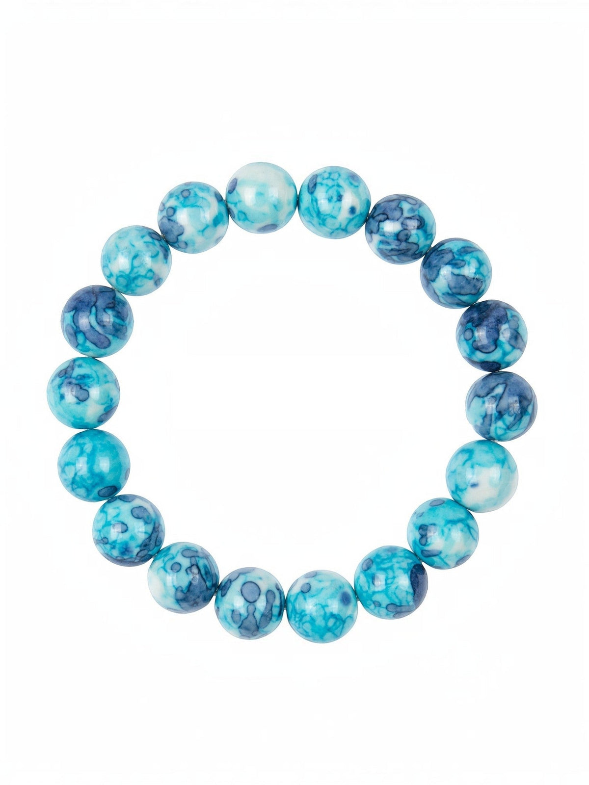 Blue White Rain Color Stone Stretch Bracelet B2927-10MM