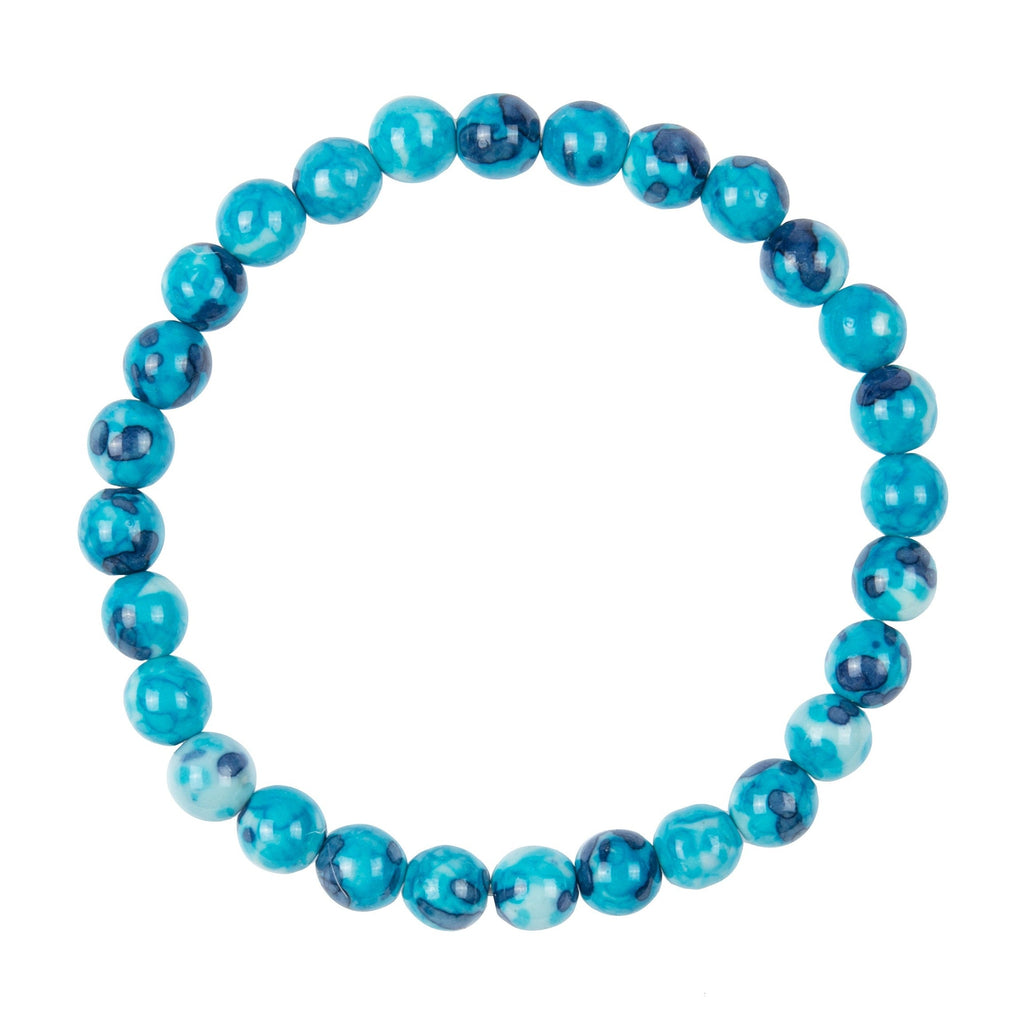 Blue White Rain Color Stone Stretch Bracelet B2927-6MM