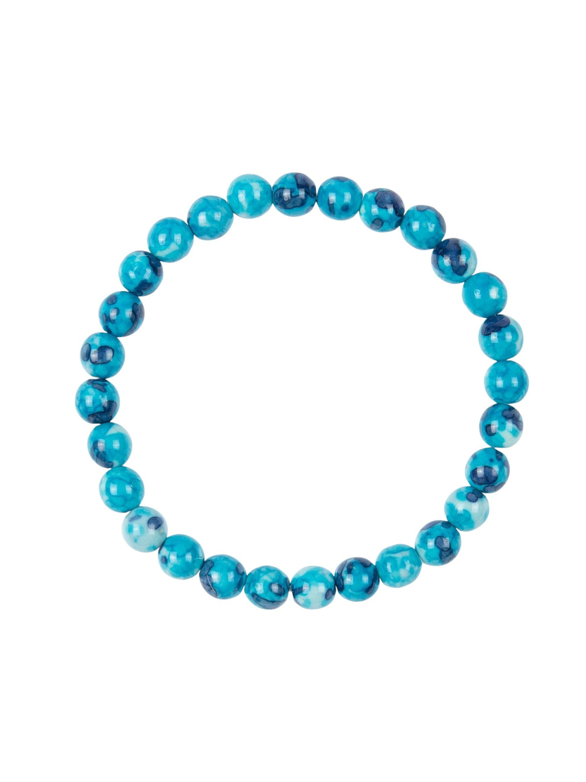 Blue White Rain Color Stone Stretch Bracelet B2927-8MM B2927
