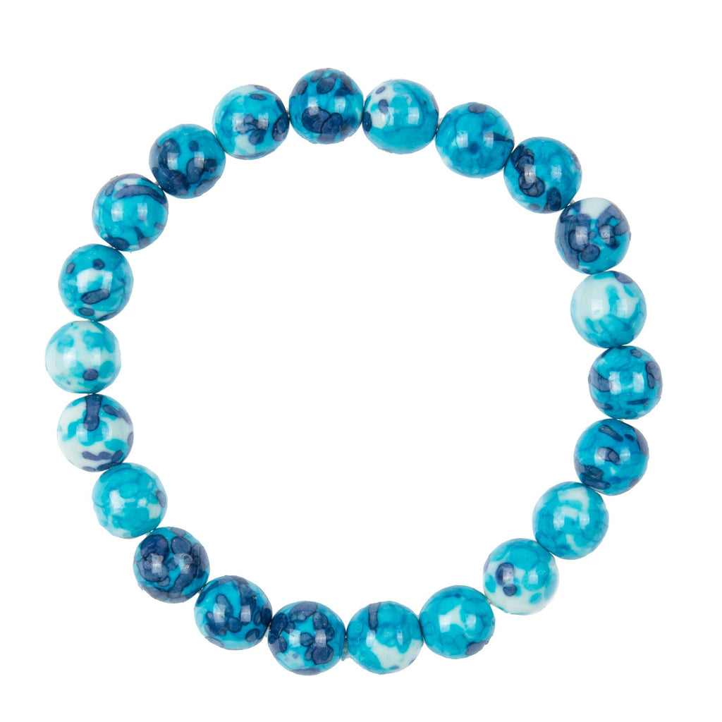Blue White Rain Color Stone Stretch Bracelet B2927-6MM