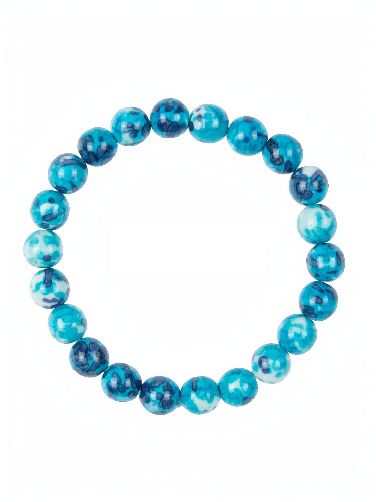 Blue White Rain Color Stone Stretch Bracelet B2927-8MM B2927