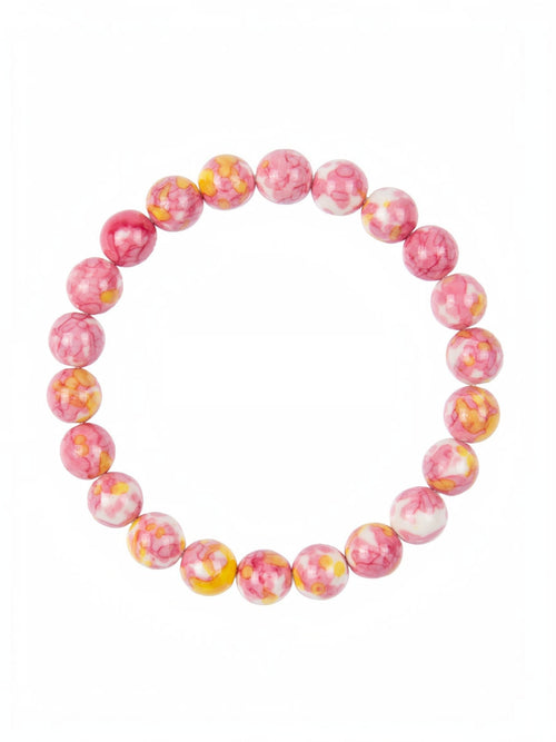 Pink Yellow Rain Color Stone Stretch Bracelet B2928