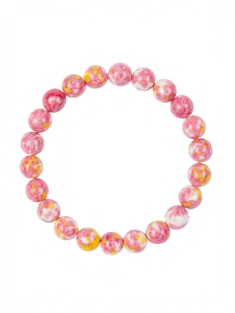 Pink Yellow Rain Color Stone Stretch Bracelet B2928-8MM