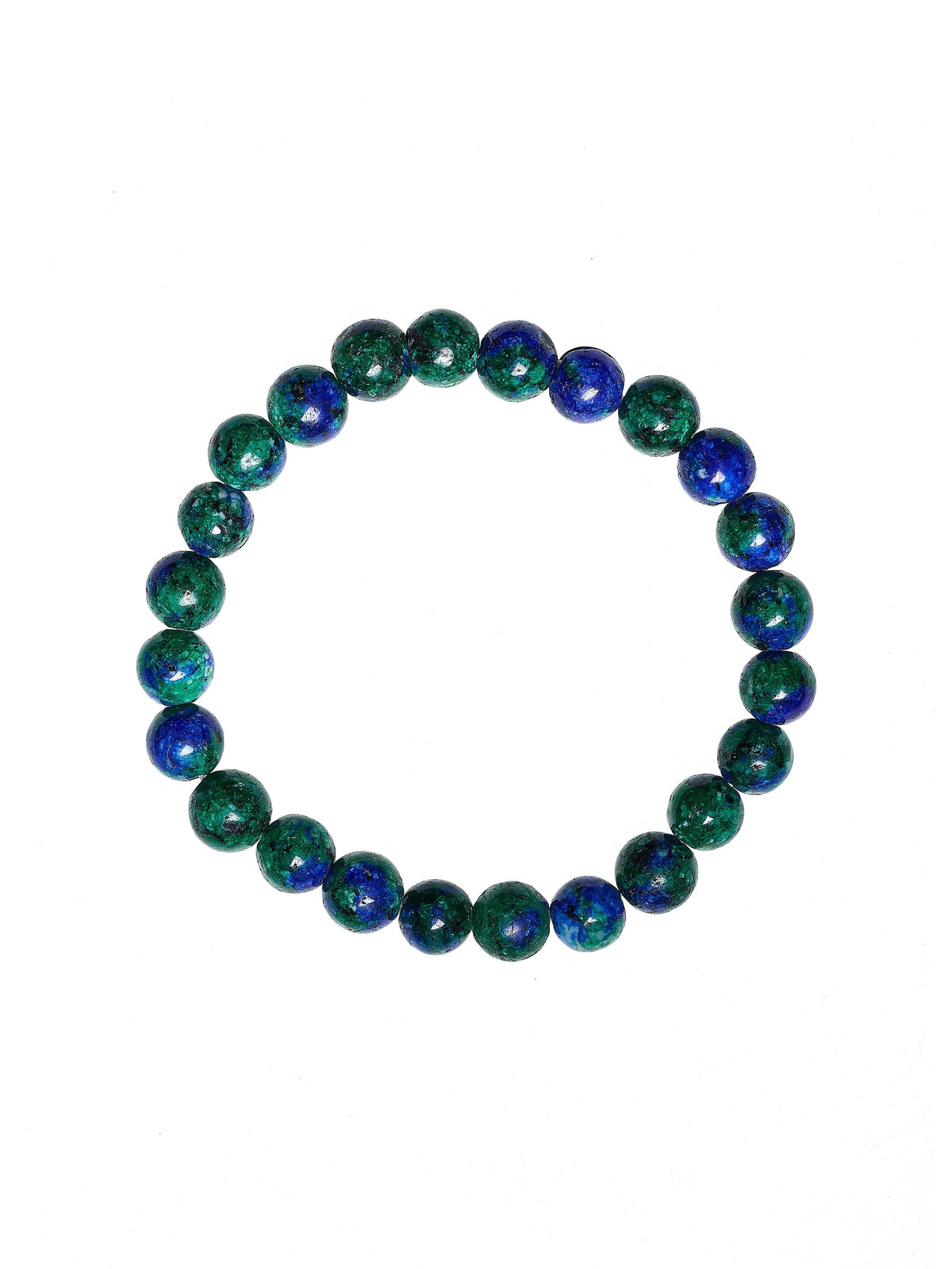 Blue Green Granite Stone Stretch Bracelet B2929-8MM - view 2