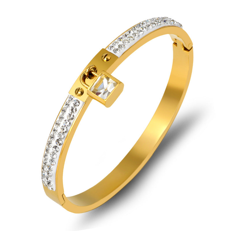 Lock Rhinestone Stainless Steel Bracelets B2950