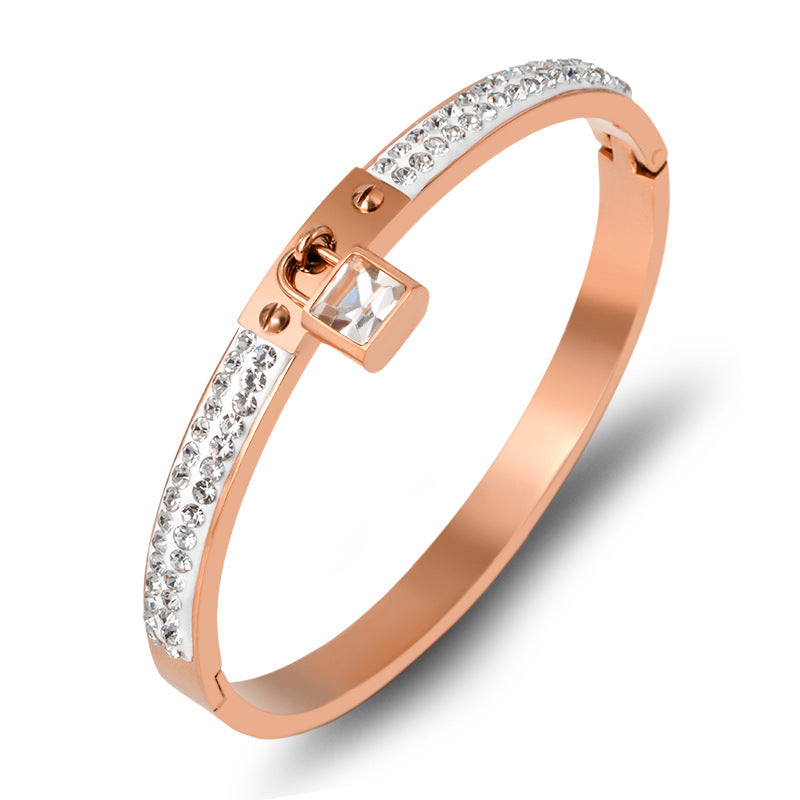 Lock Rhinestone Stainless Steel Bracelets B2950