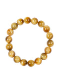 Colored Gold Tiger Eye Stone Stretch Bracelet B2973-Colored Gold Tiger Eye - 10MM