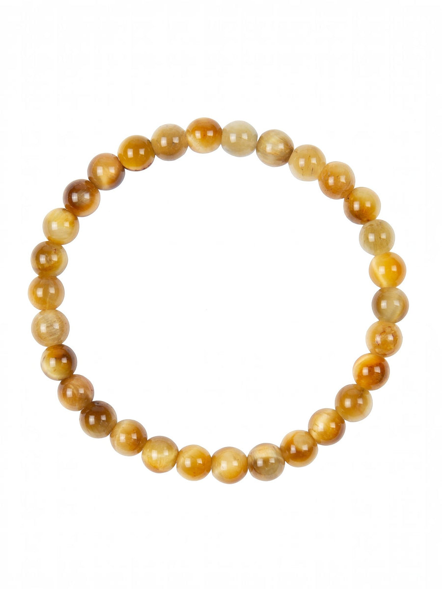 Colored Gold Tiger Eye Stone Stretch Bracelet B2973-Colored Gold Tiger Eye