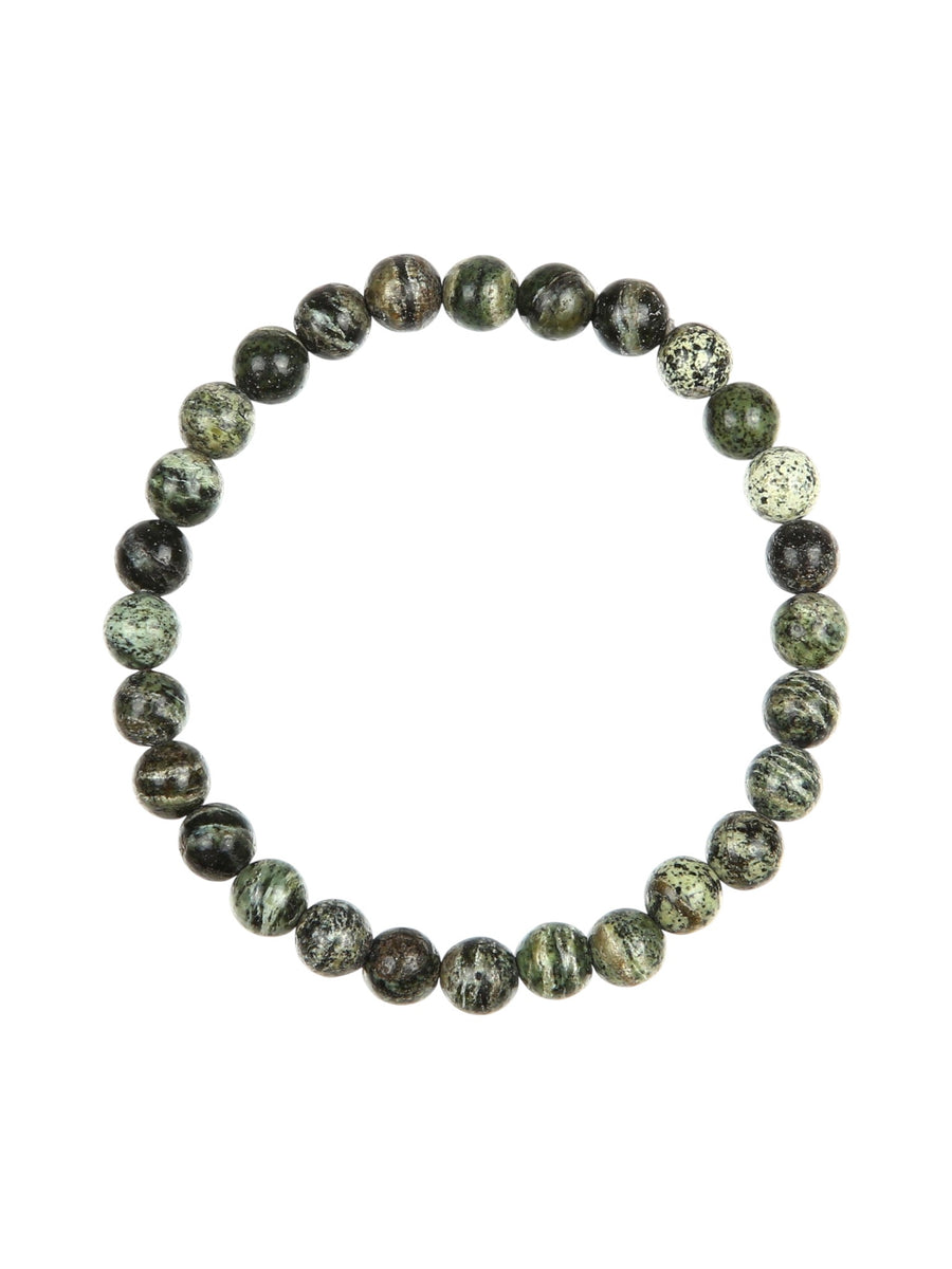 Green Zebra Jasper Stone Stretch Bracelet B2978-Green Zebra Jasper