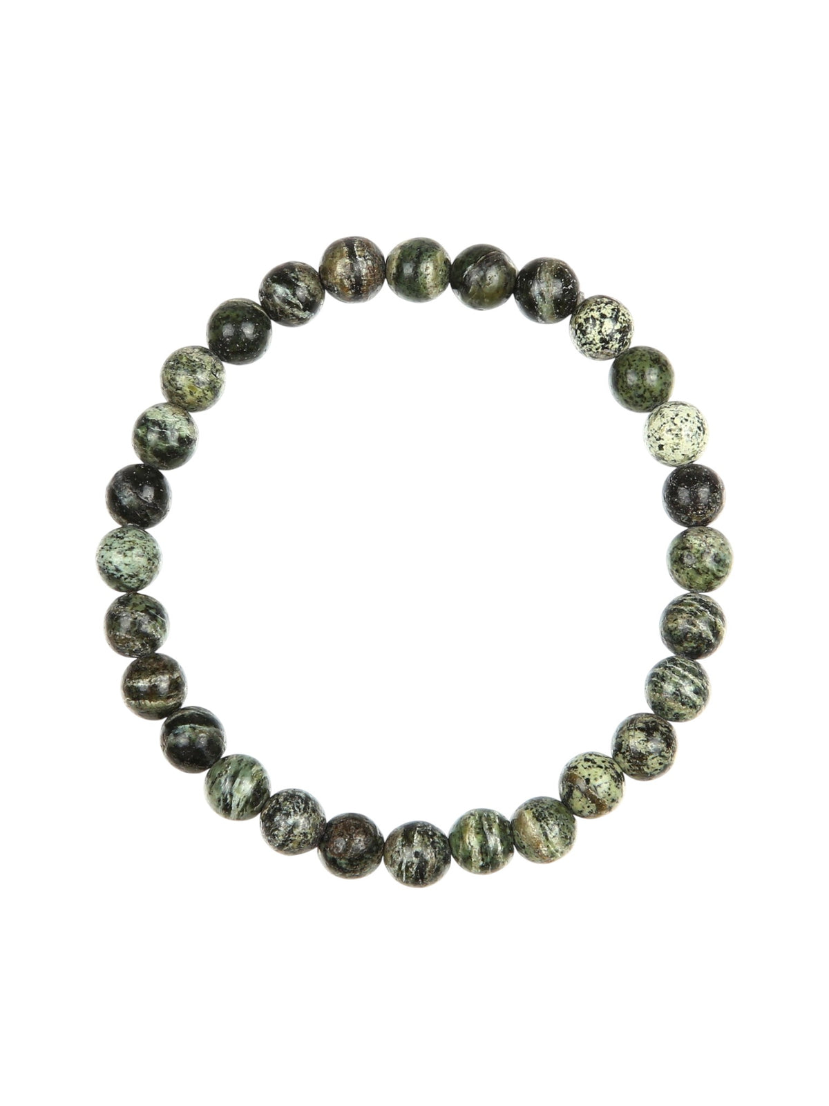 Green Zebra Jasper Stone Stretch Bracelet B2978-10MM - view 2