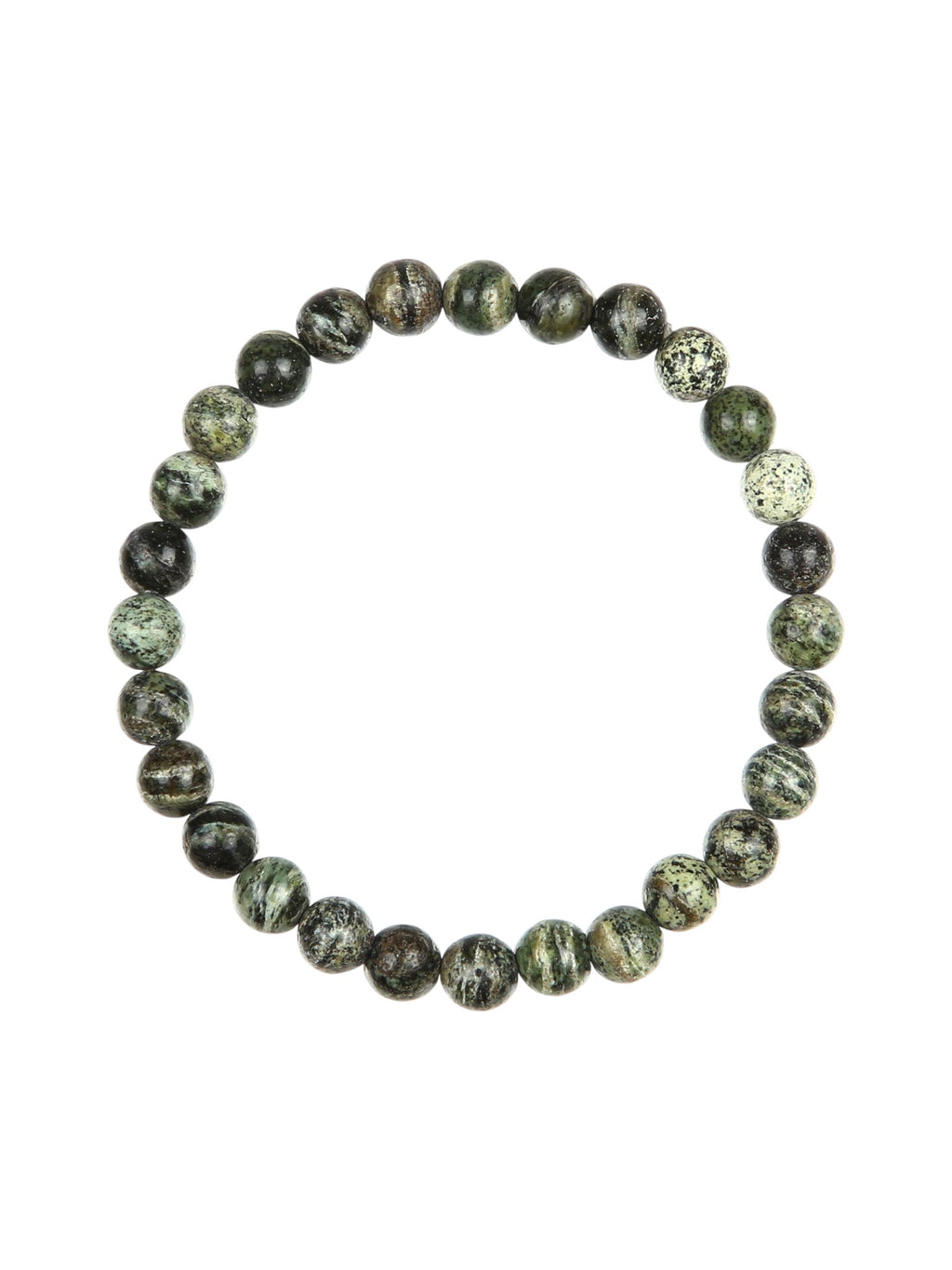 Green Zebra Jasper Stone Stretch Bracelet B2978-8MM - view 2