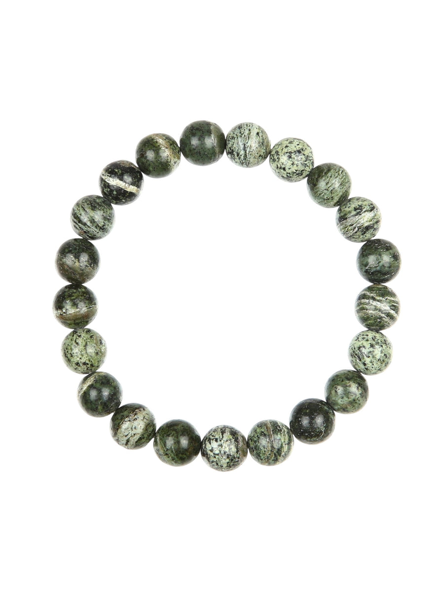 Green Zebra Jasper Stone Stretch Bracelet B2978-Green Zebra Jasper
