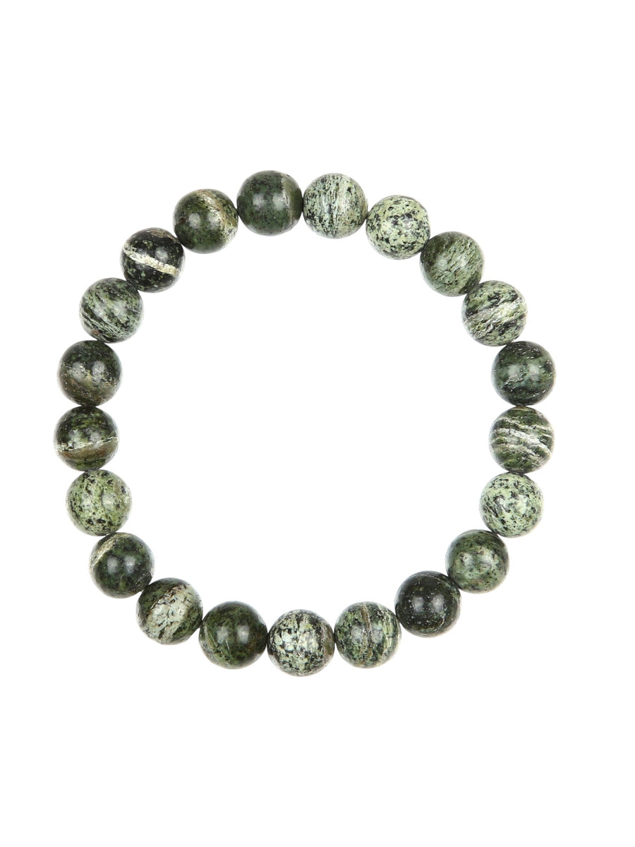 Green Zebra Jasper Stone Stretch Bracelet B2978-Green Zebra Jasper