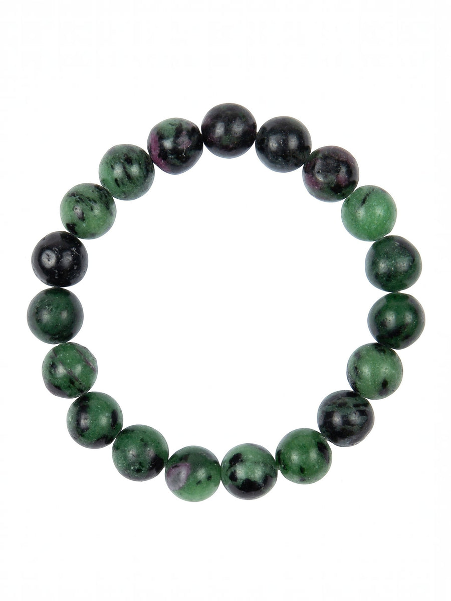 Ruby in Zoisite Stone Stretch Bracelet B2979-Ruby in Zoisite