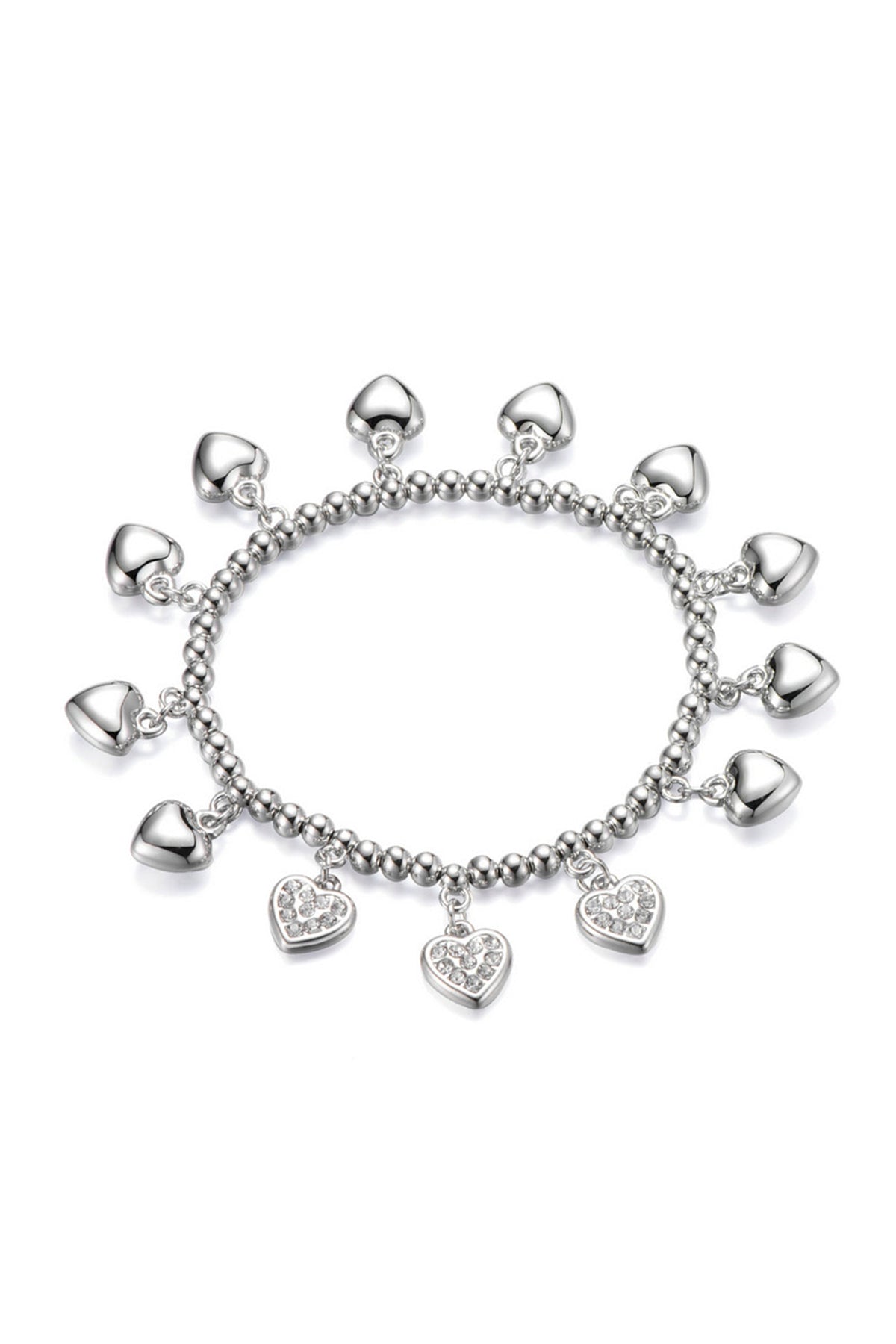 Heart Rhinestone Chain Alloy Bracelet B2996