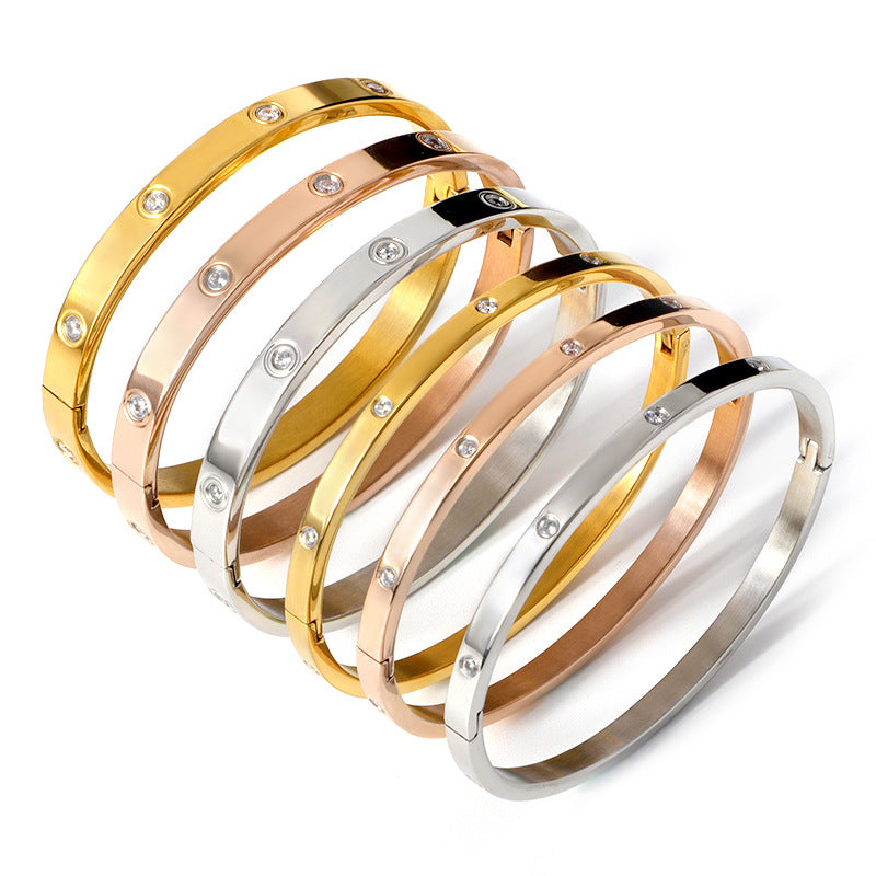 Rhinestone Stainless Steel Bracelet B3003
