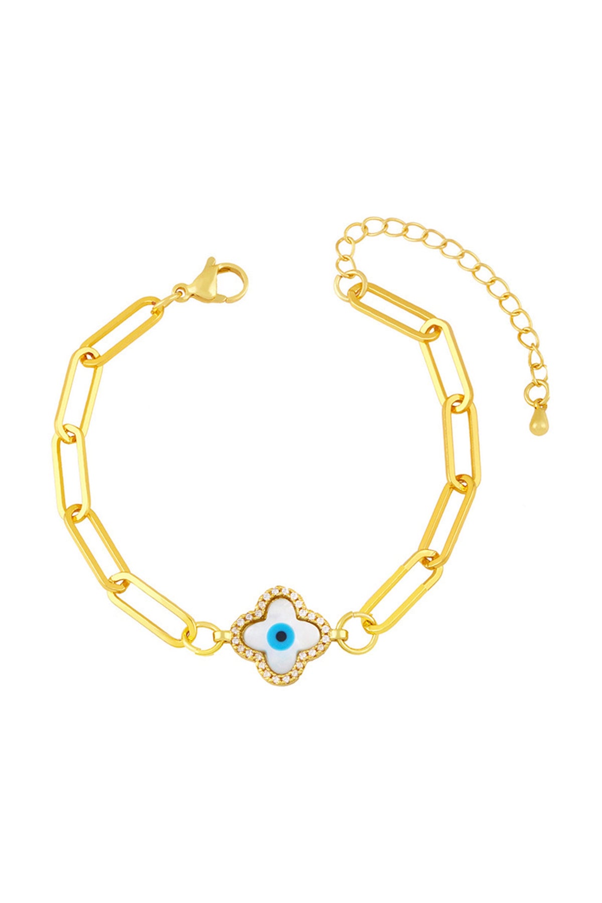 Evil Eye Clover Zircon Chain Braacelet B3041