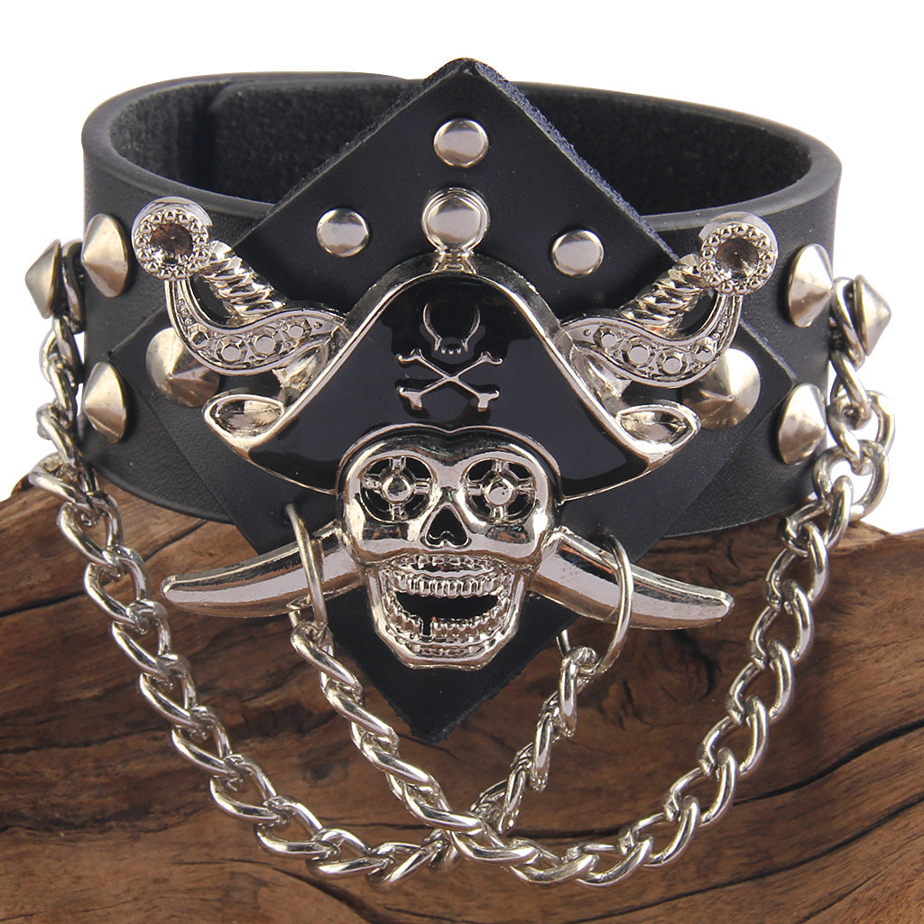 Punk Skull Chain Snap Bracelet B3068