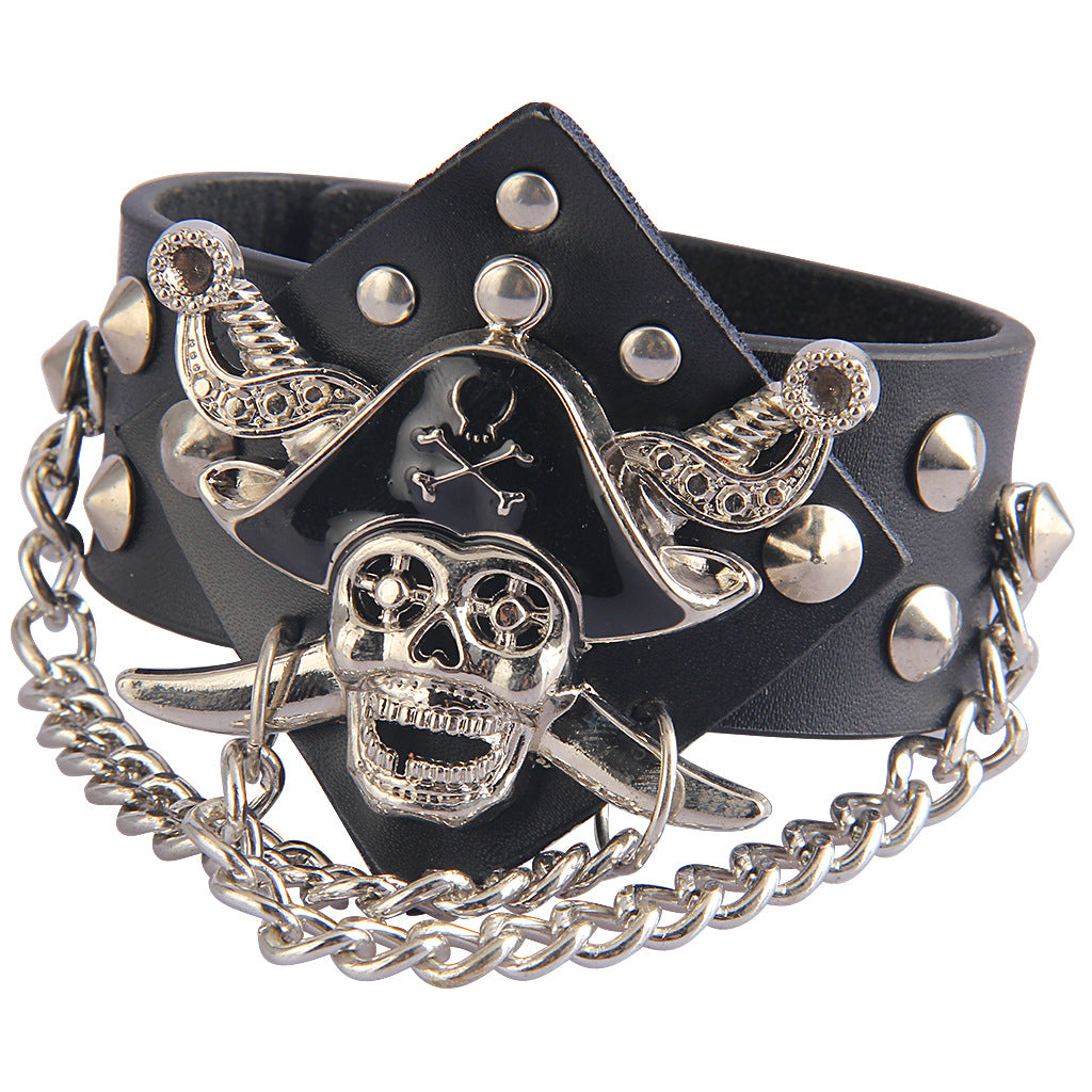 Punk Skull Chain Snap Bracelet B3068