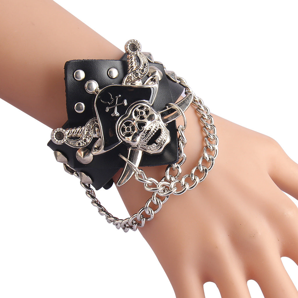 Punk Skull Chain Snap Bracelet B3068