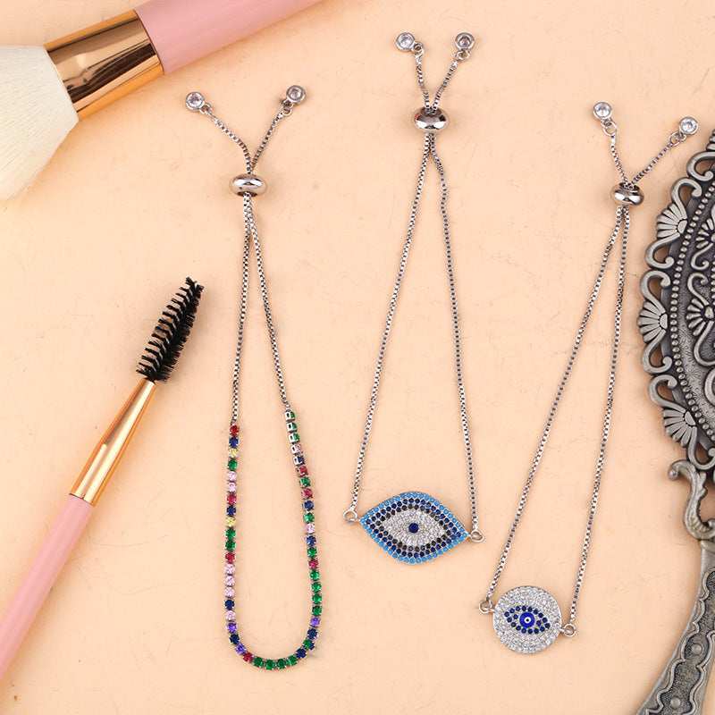 Evil Eye Zircon Chain Bracelets B3138