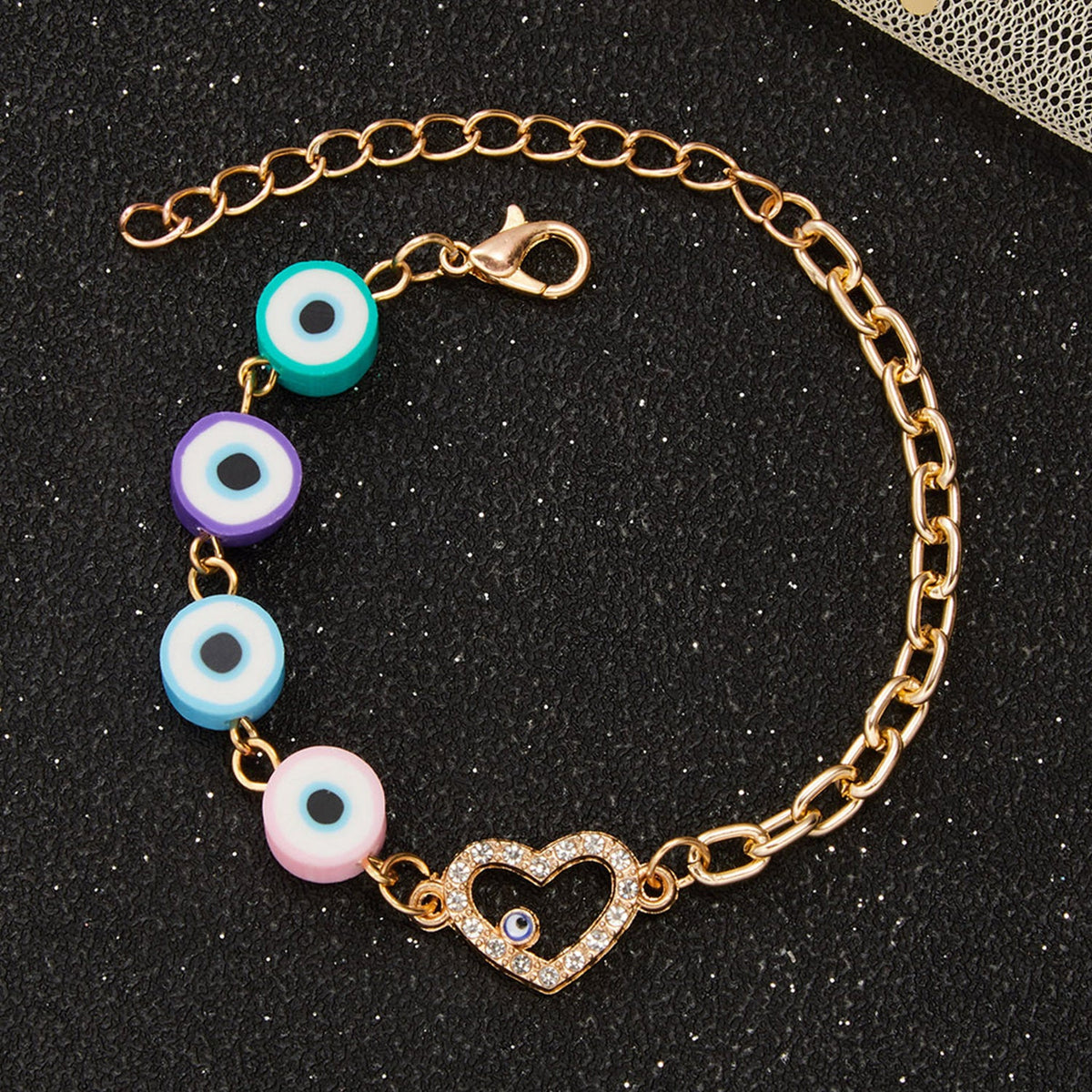 Evil Eye Heart Chain Bracelet B3140