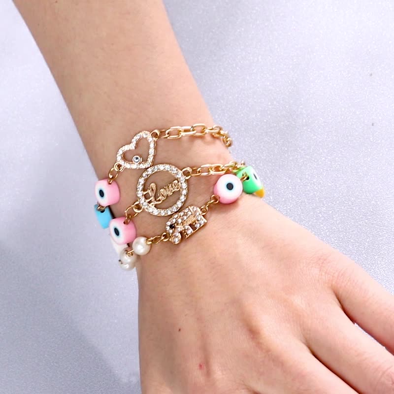 Evil Eye Heart Chain Bracelet B3140