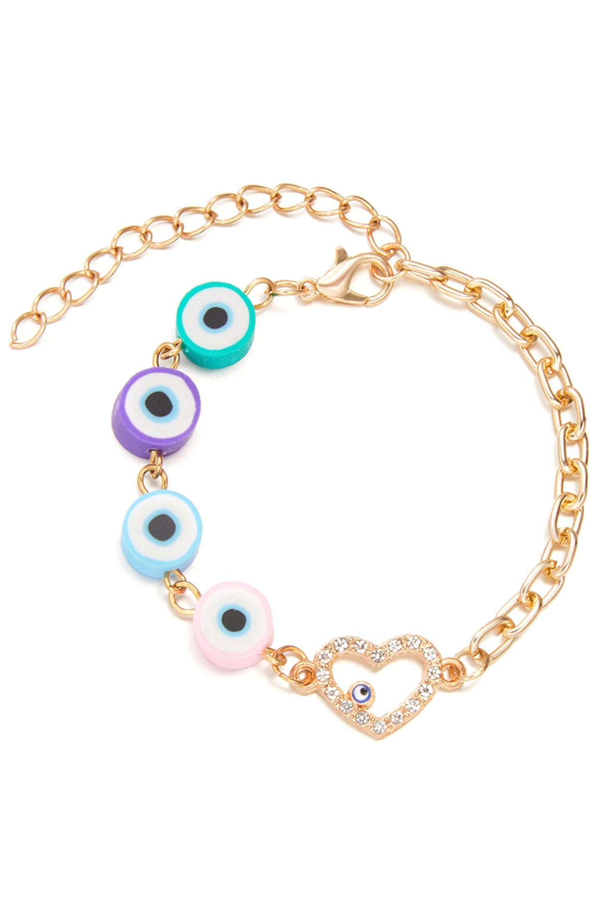 Evil Eye Heart Chain Bracelet B3140