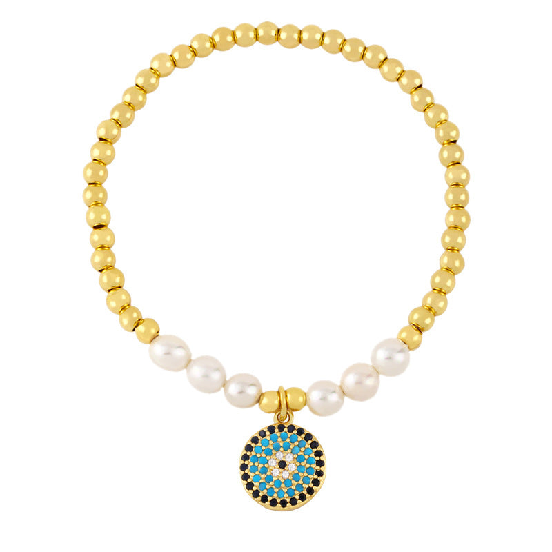 Evil Eye Zircon Bead Bracelet B3149