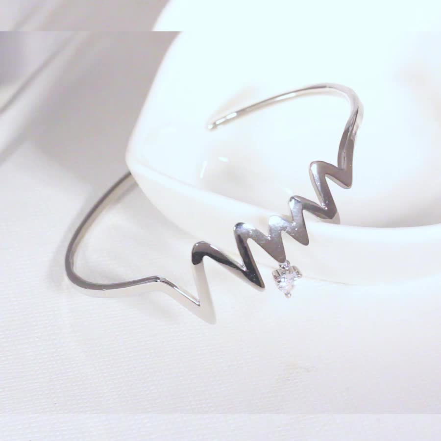 Electrocardiogram Wave Zircon Cuff B3152