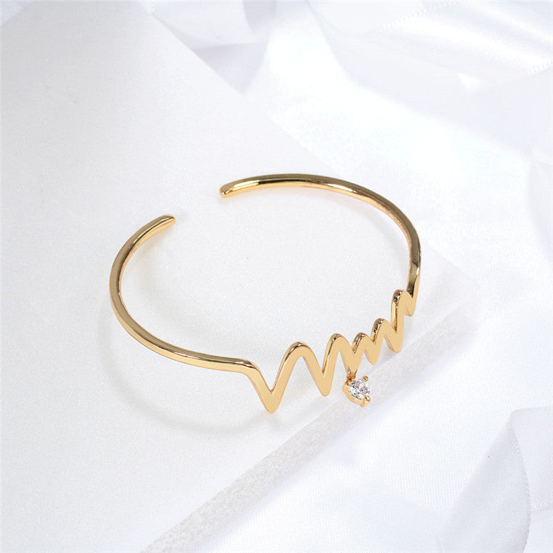 Electrocardiogram Wave Zircon Cuff B3152