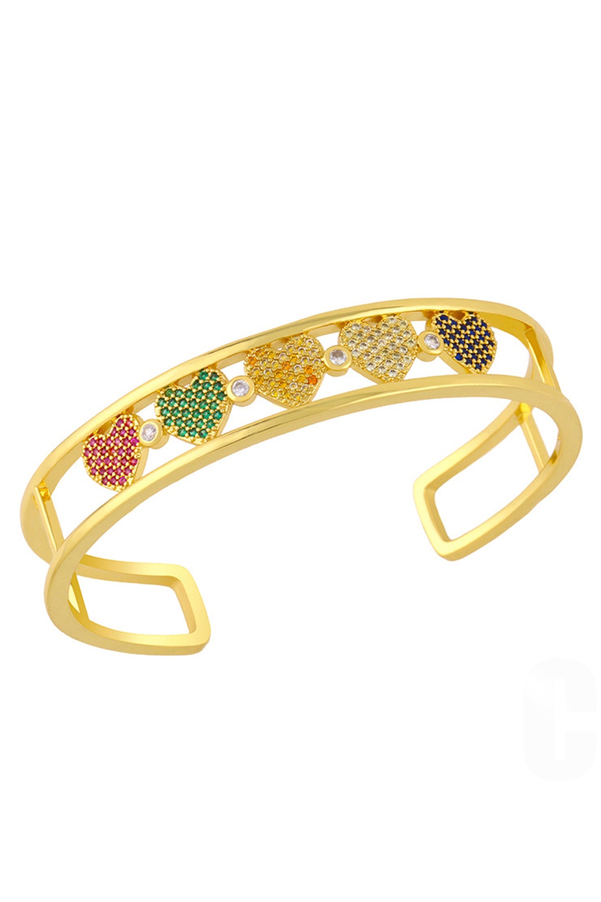 Heart Zircon Cuff Bracelet B3186