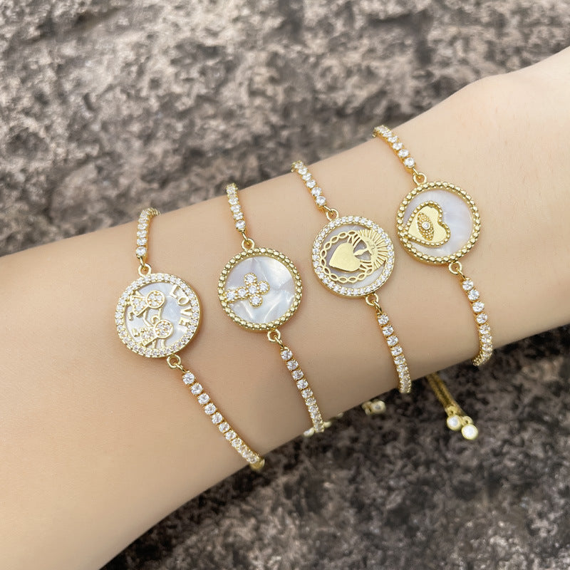 Heart Zircon Chain Bracelet B3189