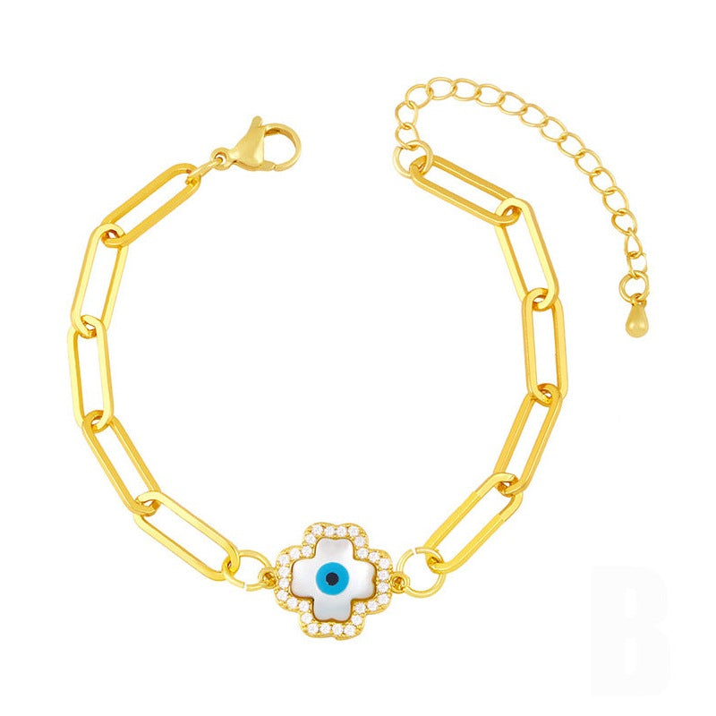 Eye Cross Zircon Chain Bracelet B3192 – view 5