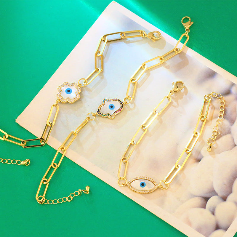 Eye Cross Zircon Chain Bracelet B3192 – view 4