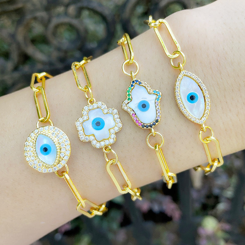 Eye Zircon Chain Bracelet B3193 – view 2