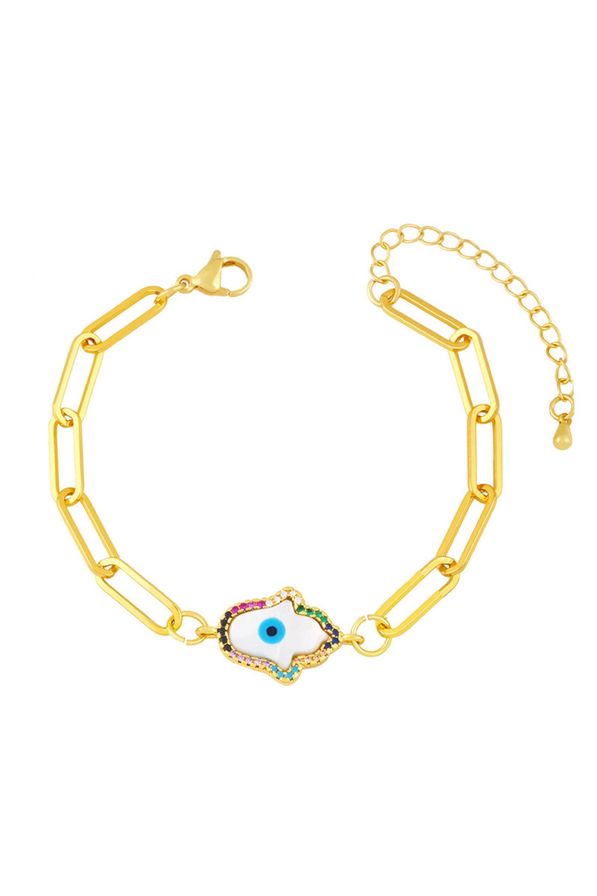 Fatima Palm Zircon Chain Bracelet B3194