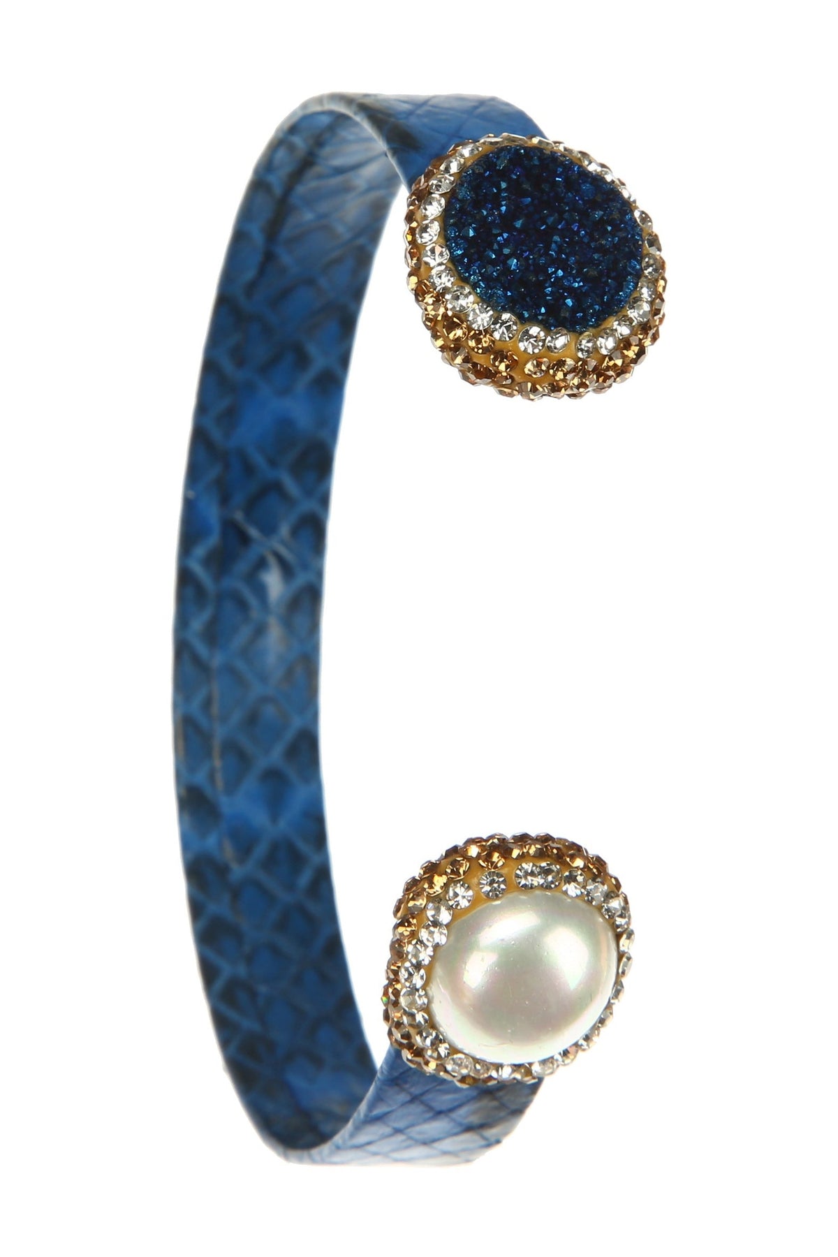 Druzy Pearl Leather Cuff Bracelet B3204 – view 5