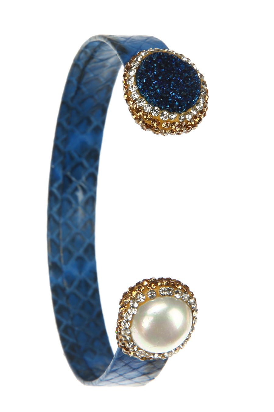 Druzy Pearl Leather Cuff Bracelet B3204