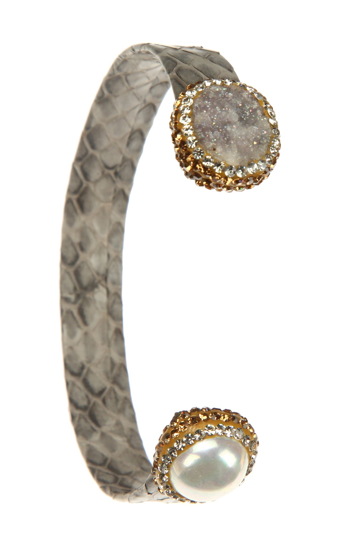 Druzy Pearl Leather Cuff Bracelet B3204 – view 13