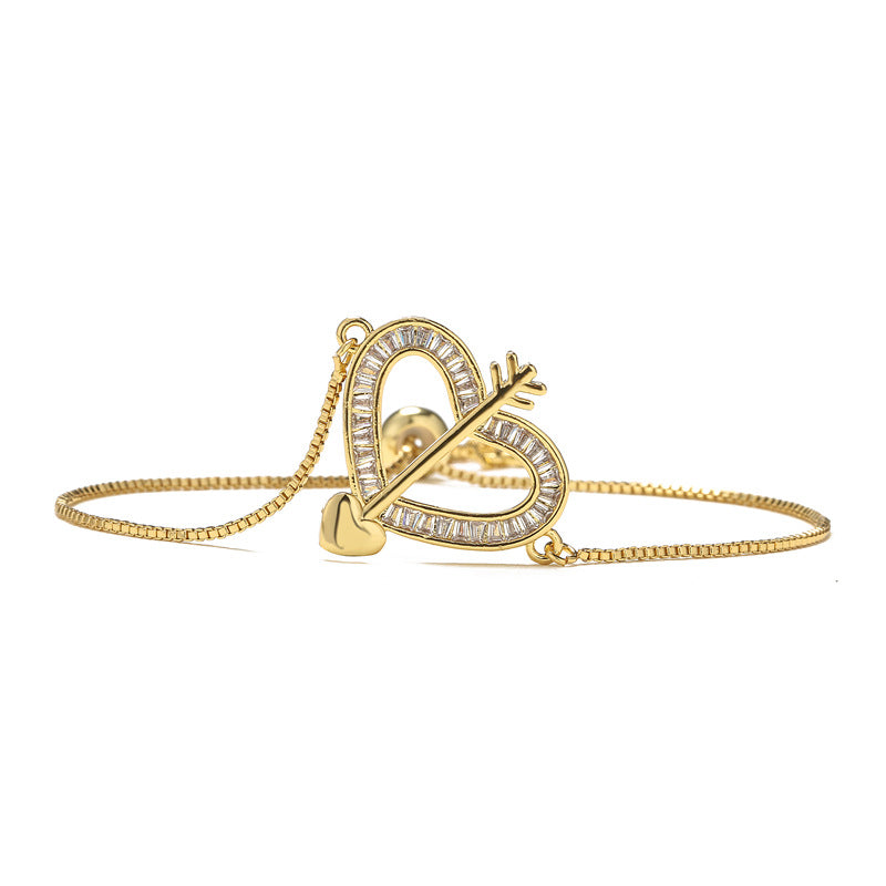 Heart Arrow Zircon Chain Bracelet B3217