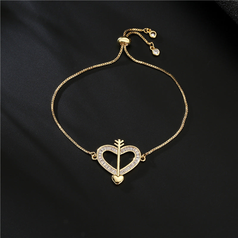Heart Arrow Zircon Chain Bracelet B3217