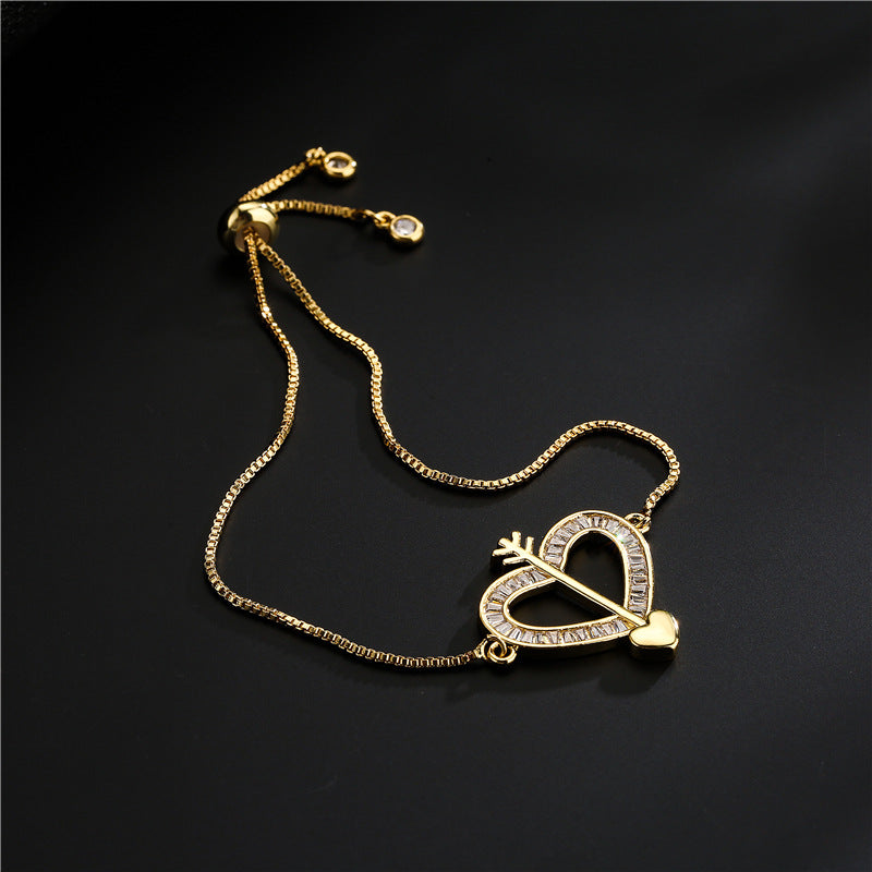 Heart Arrow Zircon Chain Bracelet B3217