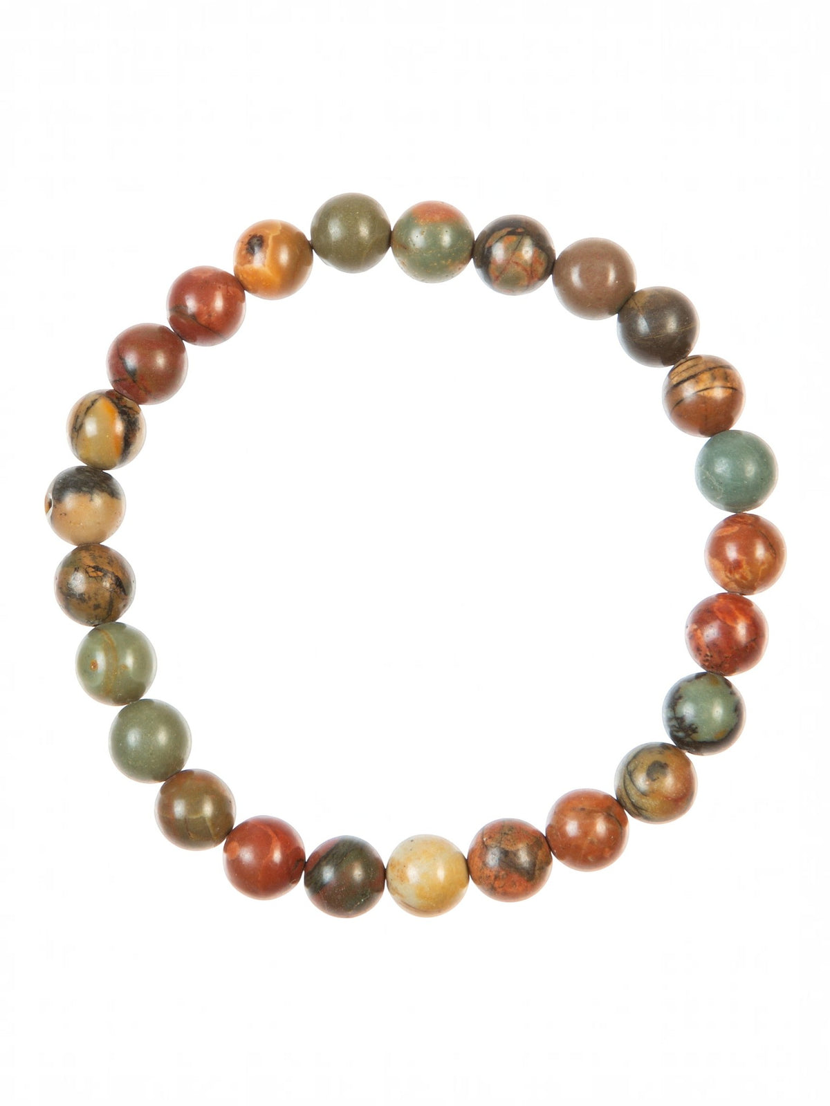 Red Turquoise Stone Stretch Men Bracelet B3228-Red-Turquoise - 8MM